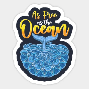 As Free As The Ocean Mandala Whale Art Design Sticker